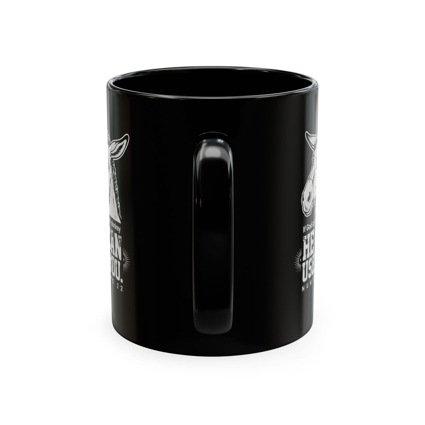 Donkey Wisdom Christian Multicolor Ceramic Mug — "If God Can Use A Donkey, He Can Use You" Faith & Farmhouse Coffee Cup