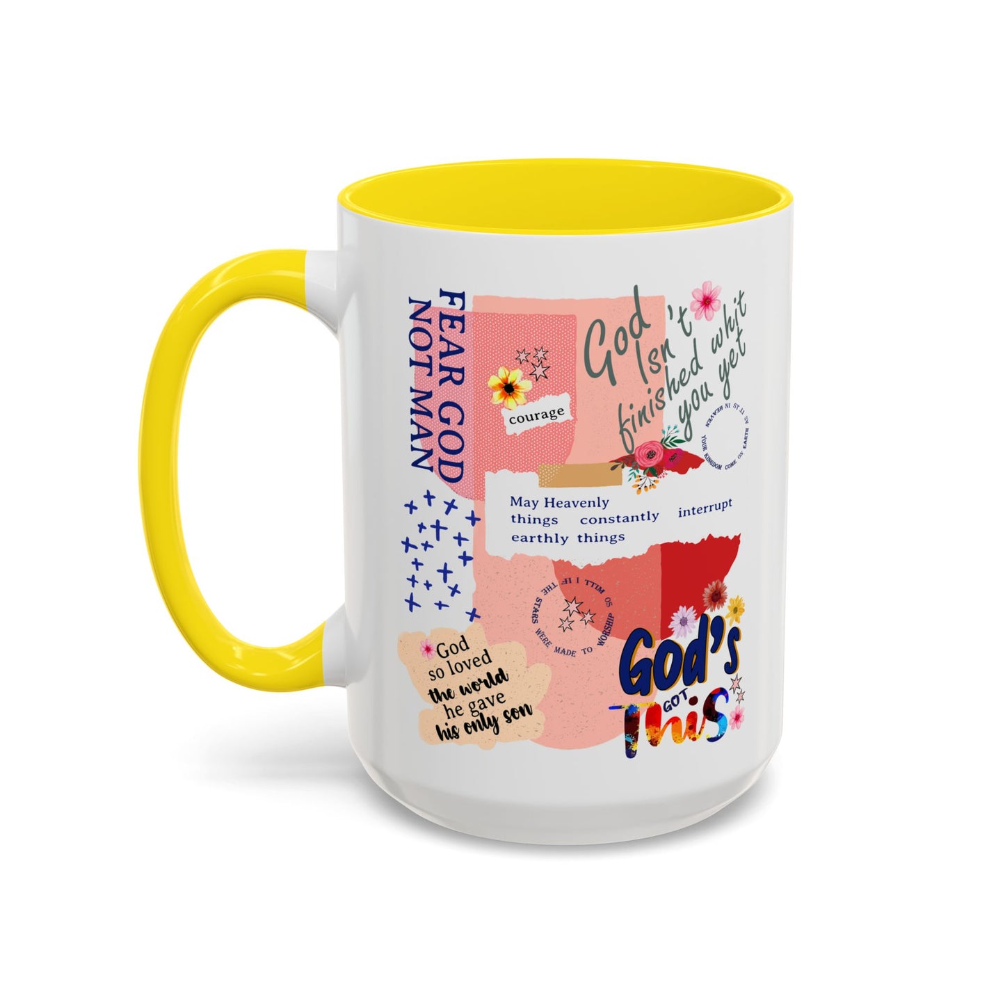 Inspirational Accent Coffee Mug - 11 & 15oz - Fear Him Not Man - Perfect Gift for Friends and Family