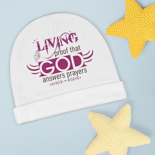 Living Proof That God Answers Prayers Baby Beanie (AOP) Printify