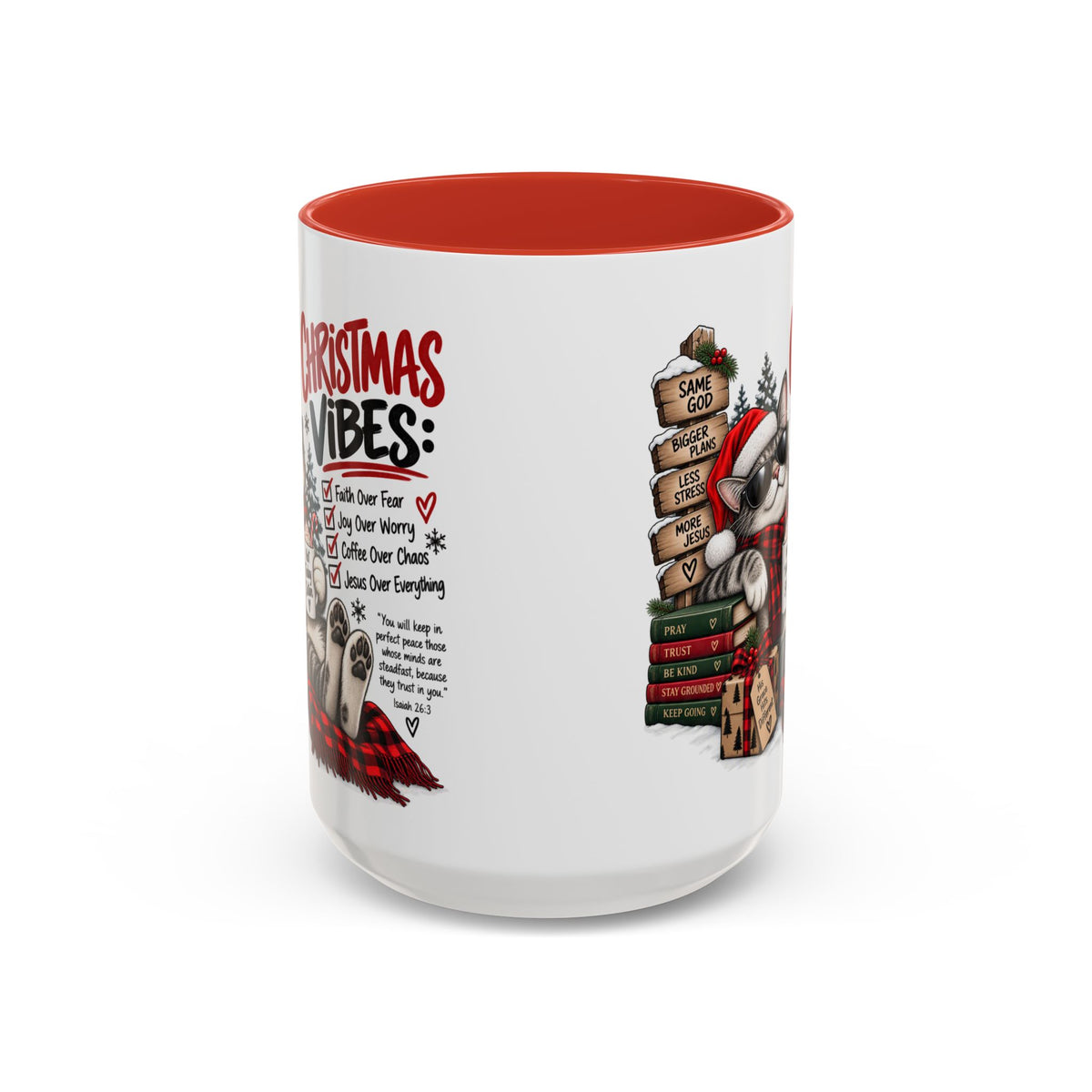 Christmas Vibes: Jesus Over Everything Santa Cat Coffee Mug