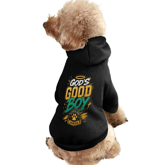 God's Good Boy Christian Pet Hooded Pullover Sweatshirt Dog/Cat Hoodie Warm, Soft & Breathable - ClaimedbyGodDesigns