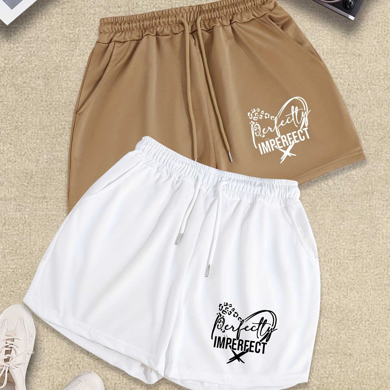 Perfectly Imperfect 2Pcs Plus Size Women's Christian Shorts claimedbygoddesigns