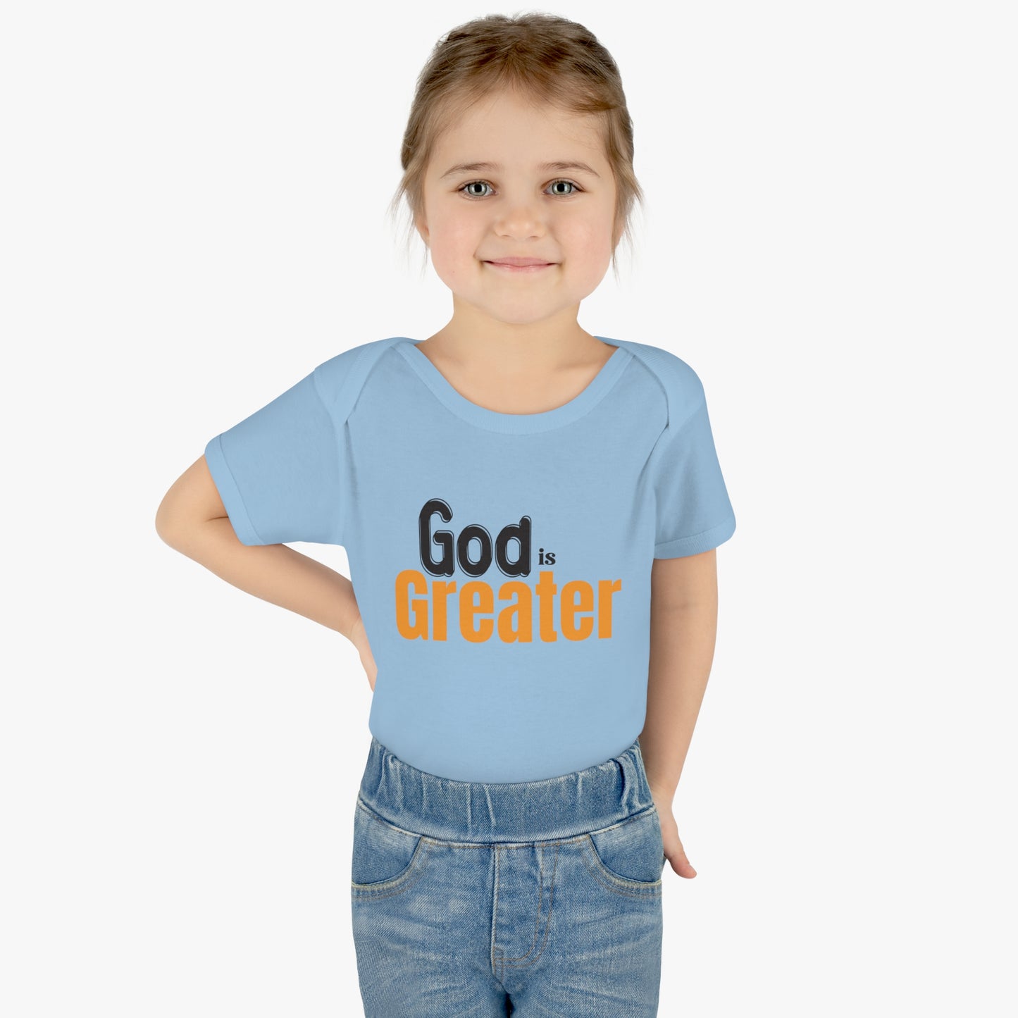 God Is Greater Christian Baby Onesie Printify
