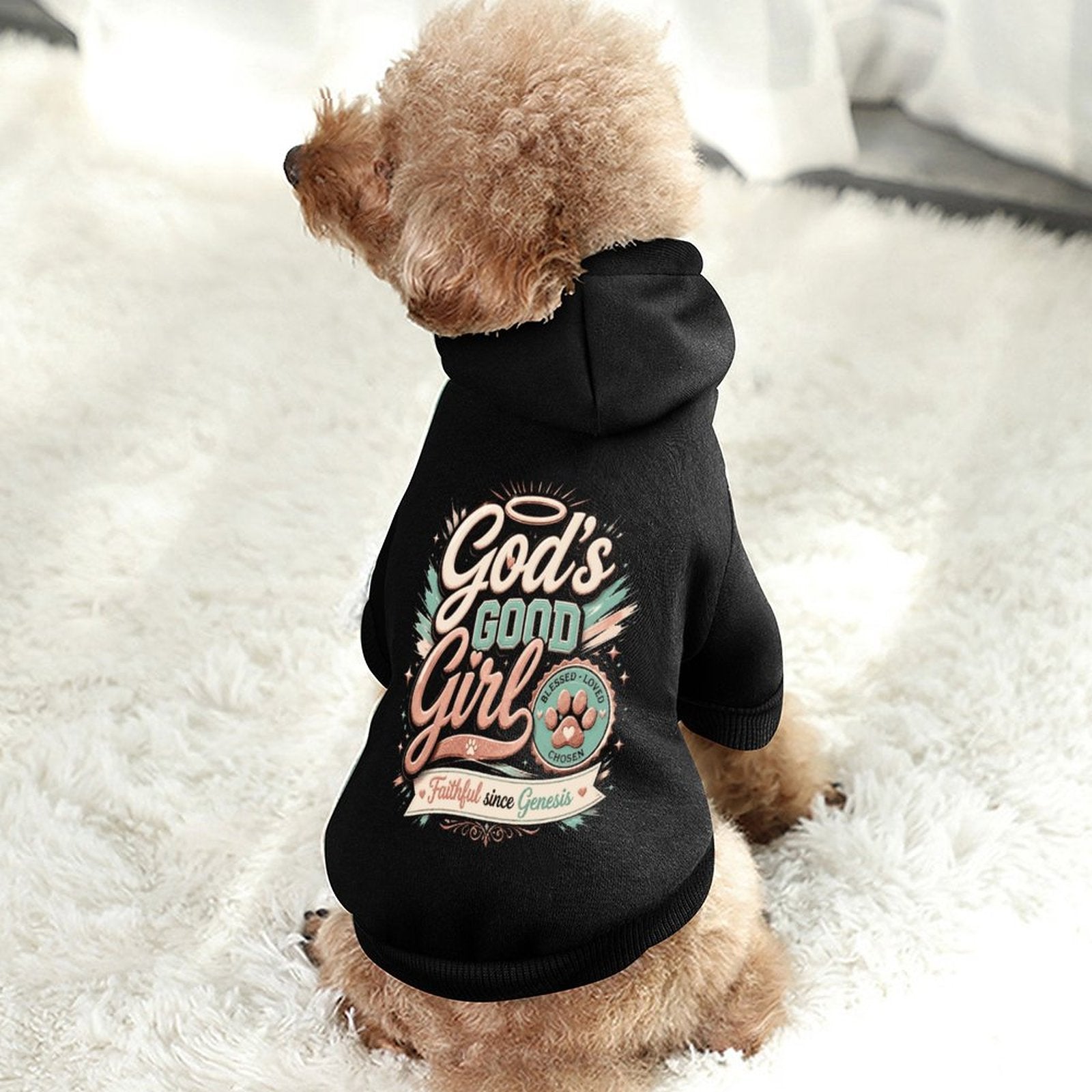 God's Good Girl Christian Pet Hooded Pullover Sweatshirt Dog/Cat Hoodie Warm, Soft & Breathable - ClaimedbyGodDesigns