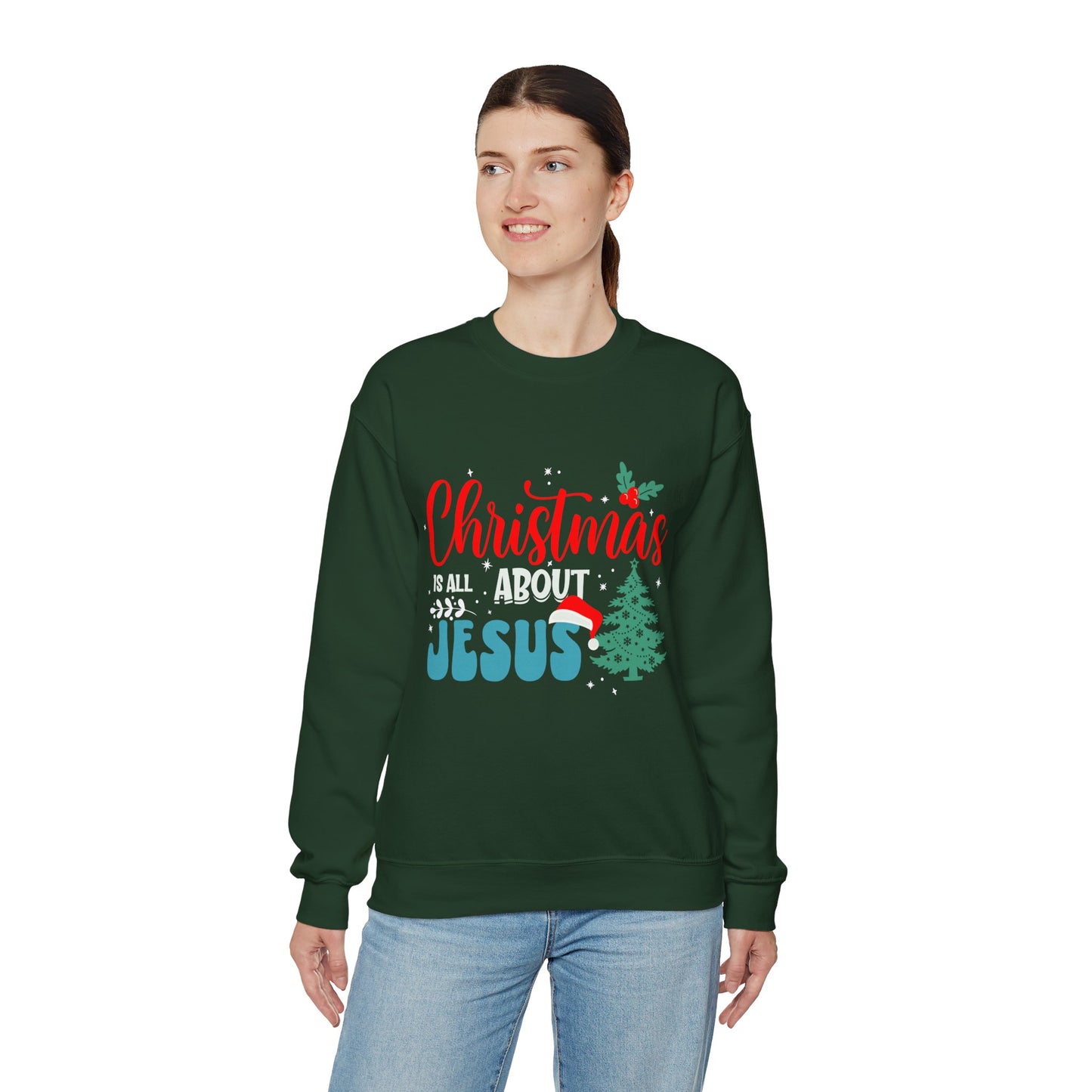 Christmas Is All About Jesus (Christmas Themed) Unisex Heavy Blend™ Crewneck Christian Sweatshirt