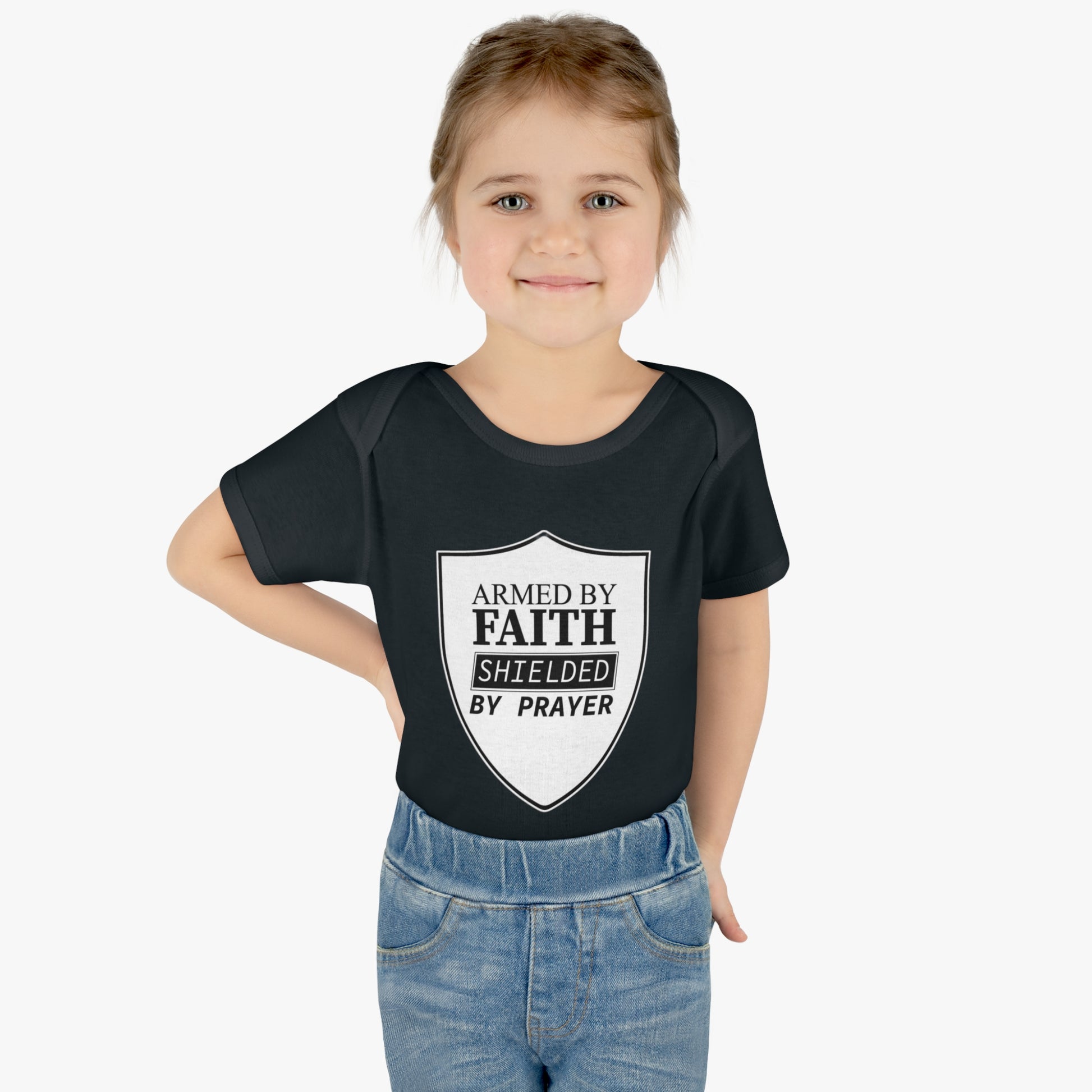 Armed By Faith Shielded By Prayer Christian Baby Onesie Printify