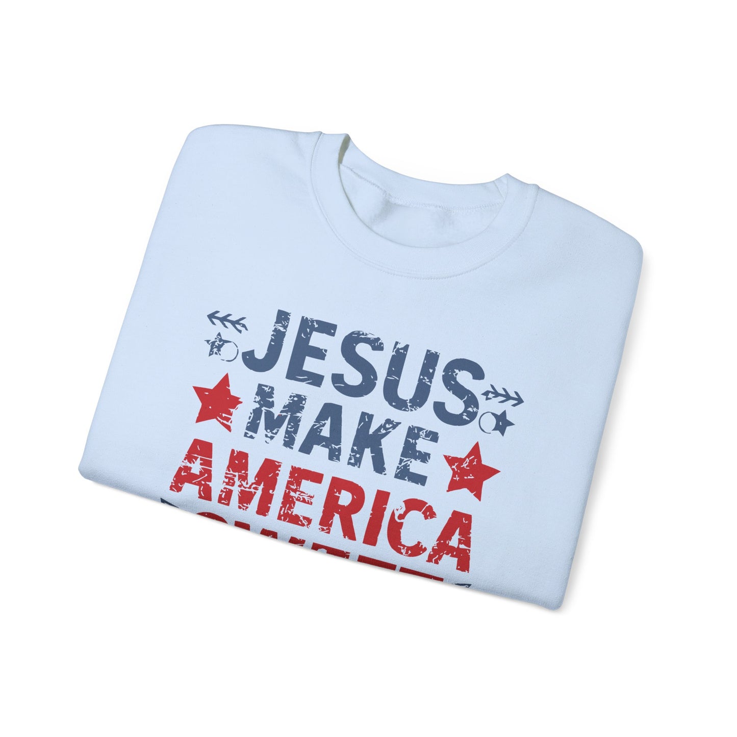 Jesus Make America Sweet Again Patriotic  Unisex Heavy Blend™ Crewneck Christian Sweatshirt