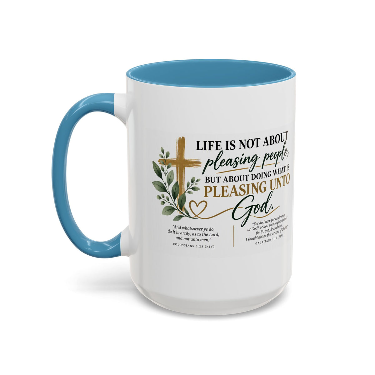 Christian Coffee Mug – "Pleasing Unto God" Inspirational Accent Mug (11/15oz)
