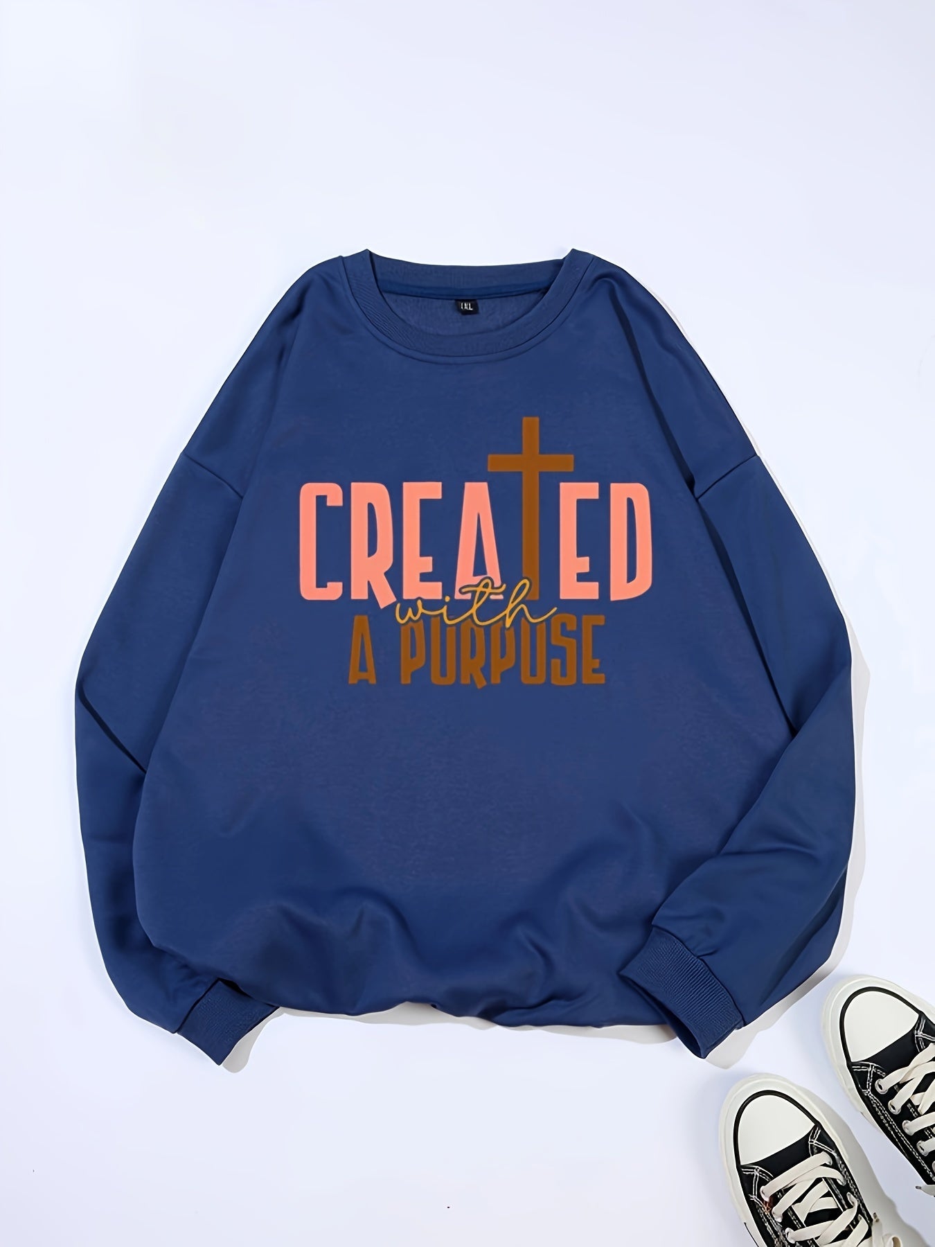 Created With A Purpose Plus Size Women's Christian Pullover Sweatshirt claimedbygoddesigns