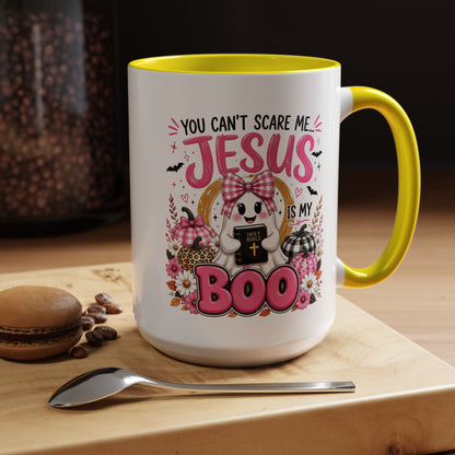 You Can’t Scare Me Jesus Is My Boo Coffee Mug — Halloween Christian Accent Mug