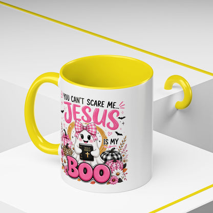 You Can’t Scare Me Jesus Is My Boo Coffee Mug — Halloween Christian Accent Mug
