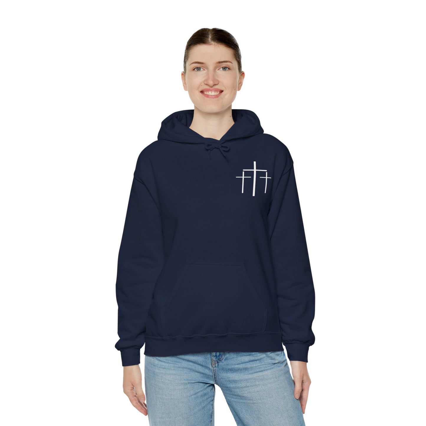 Faith Over Fear 3 Crosses  Unisex Christian Hooded Pullover Sweatshirt