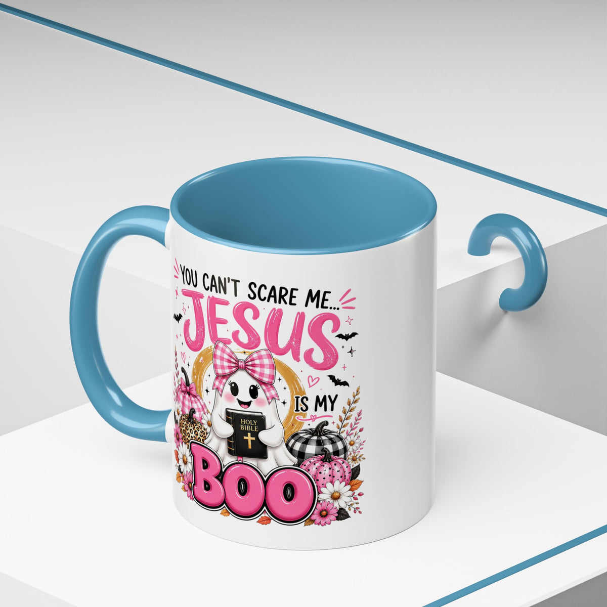 You Can’t Scare Me Jesus Is My Boo Coffee Mug — Halloween Christian Accent Mug