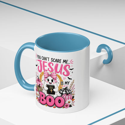 You Can’t Scare Me Jesus Is My Boo Coffee Mug — Halloween Christian Accent Mug