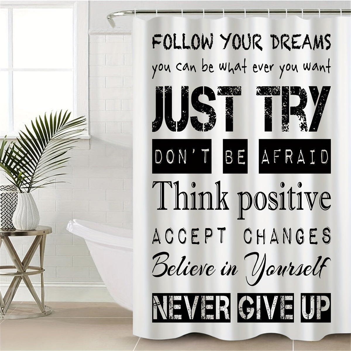 Follow Your Dreams Never Give Up Christian Shower Curtain claimedbygoddesigns