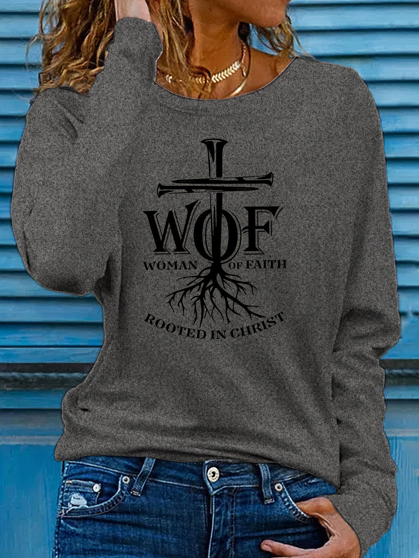 Woman Of Faith Rooted In Christ Women's Christian Pullover Sweatshirt claimedbygoddesigns