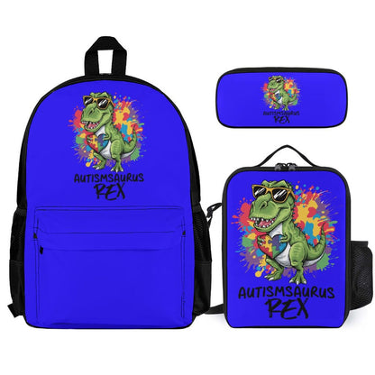 Autism Awareness Dino Lovers Set of 3 Bags (Shoulder Bag Lunch Bag & Pencil Pouch)