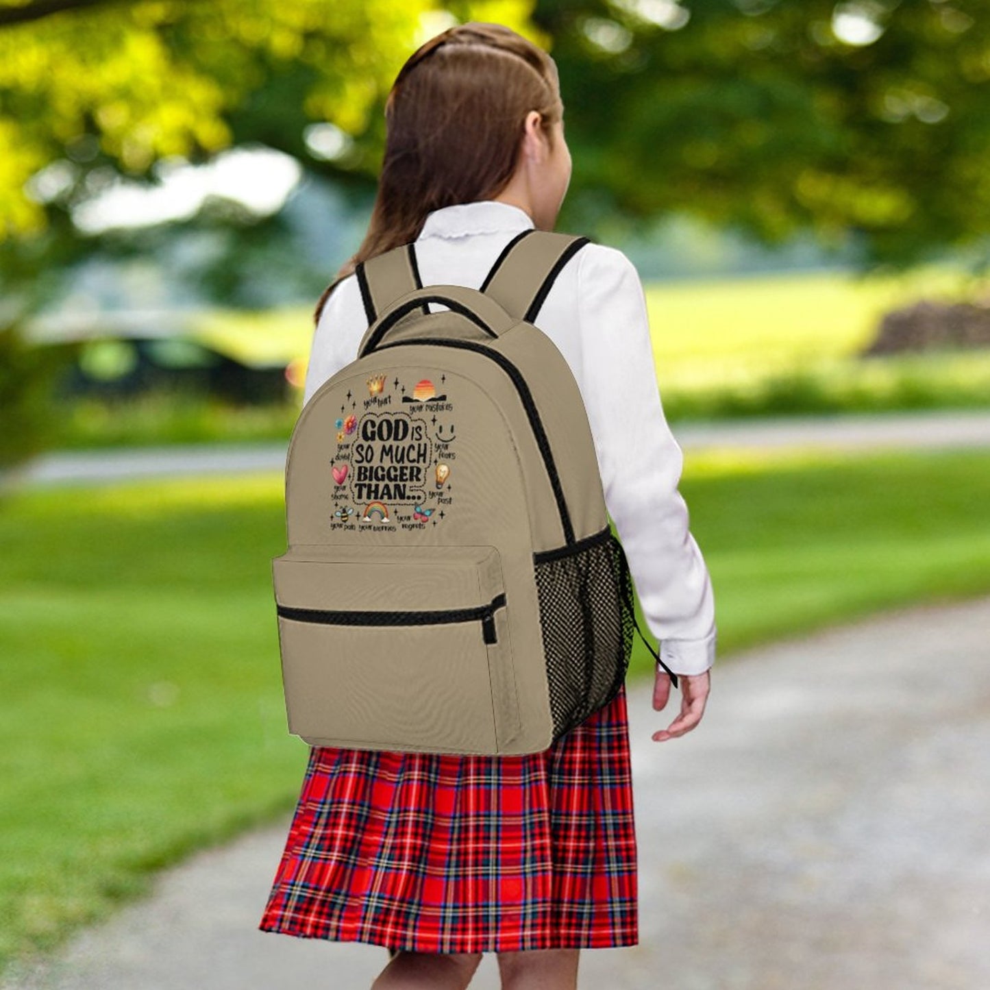 God Is So Much Bigger Than Christian Children's School Backpack A012 (8 Sites)