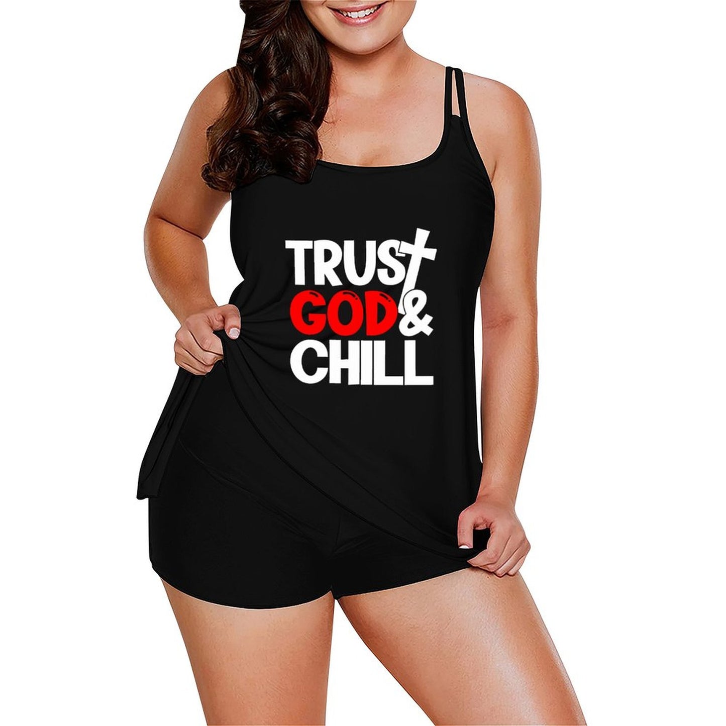 Trust Him And Chill Christian Tankini Two - Piece Swimsuit for Women - ClaimedbyGodDesigns