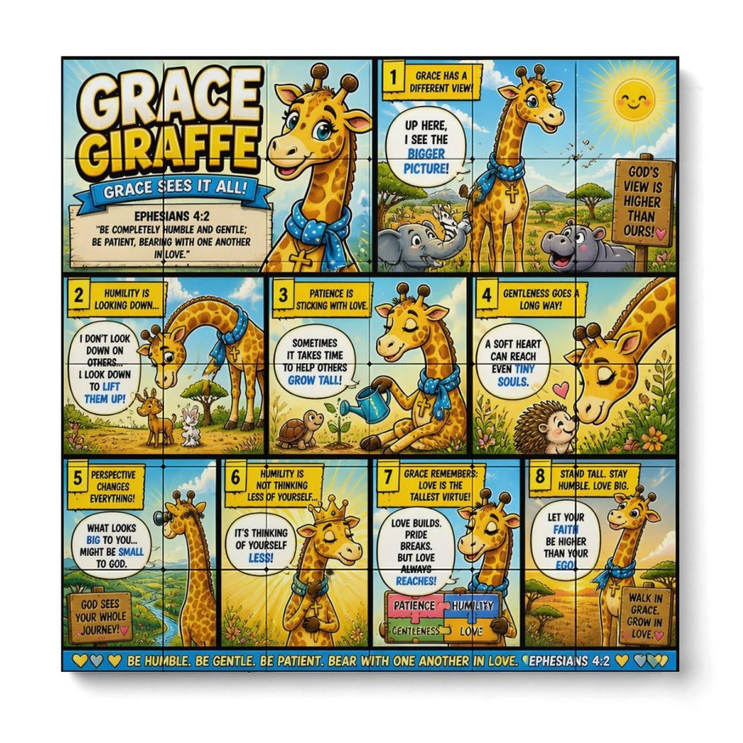 Grace Giraffe – Building Block Puzzle Ornament - ClaimedbyGodDesigns
