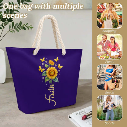 Faith Christian Large Jute Tote Bag