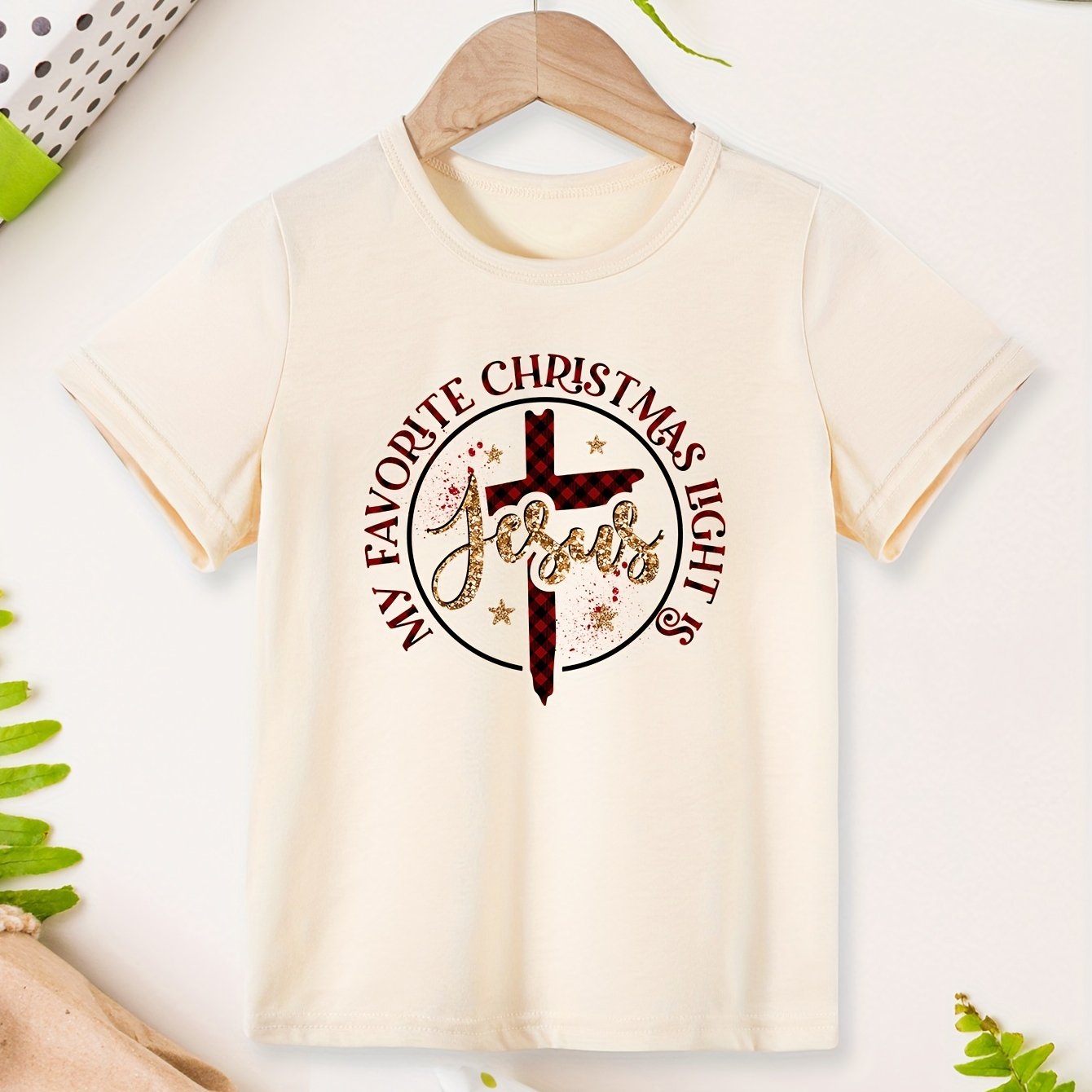 My Favorite Christmas Light Is Jesus Youth Christian T-shirt claimedbygoddesigns