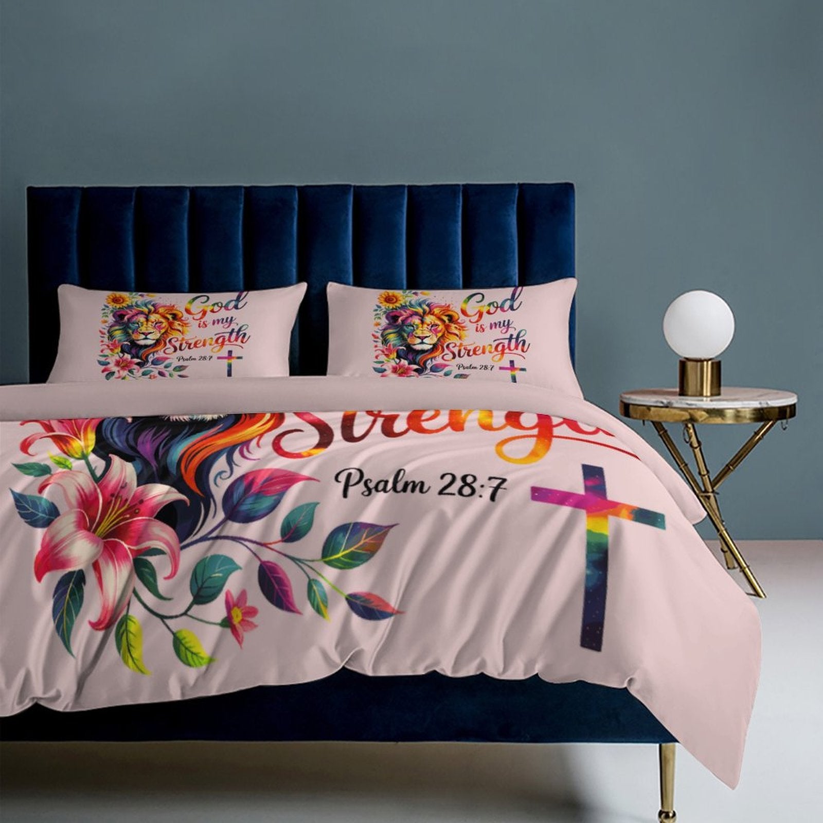 He Is My Strength 3 - PieceChristian Comforter Bedding Set - Queen - ClaimedbyGodDesigns