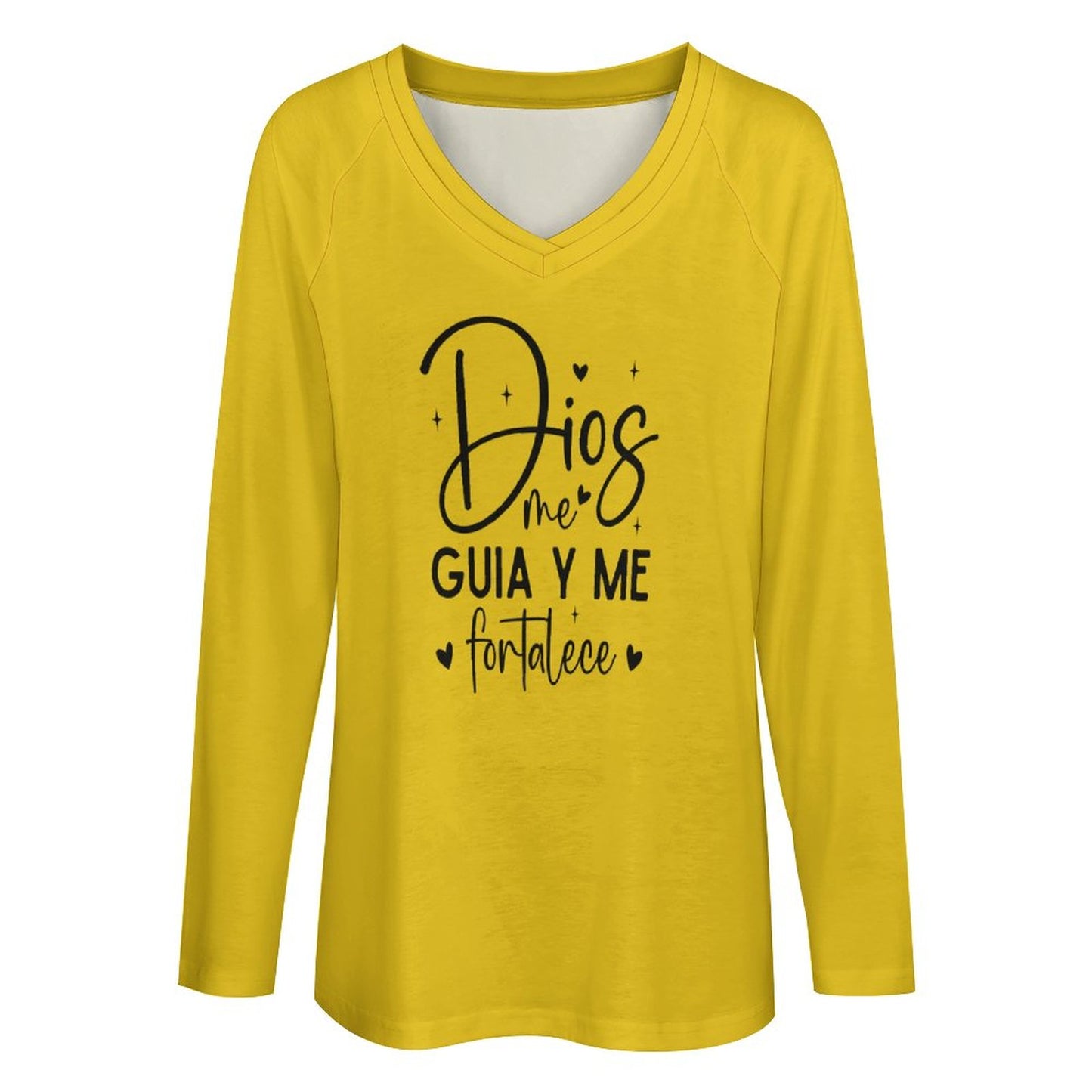 Dios Me Guia Y Me Fortalece Spanish Christian V-neck Loose Pullover Sweatshirt