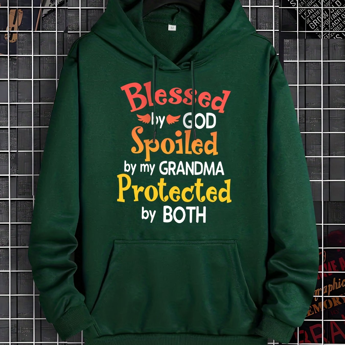 Blessed By God Spoiled By My Grandma Protected By Both Unisex Christian Pullover Hooded Sweatshirt claimedbygoddesigns