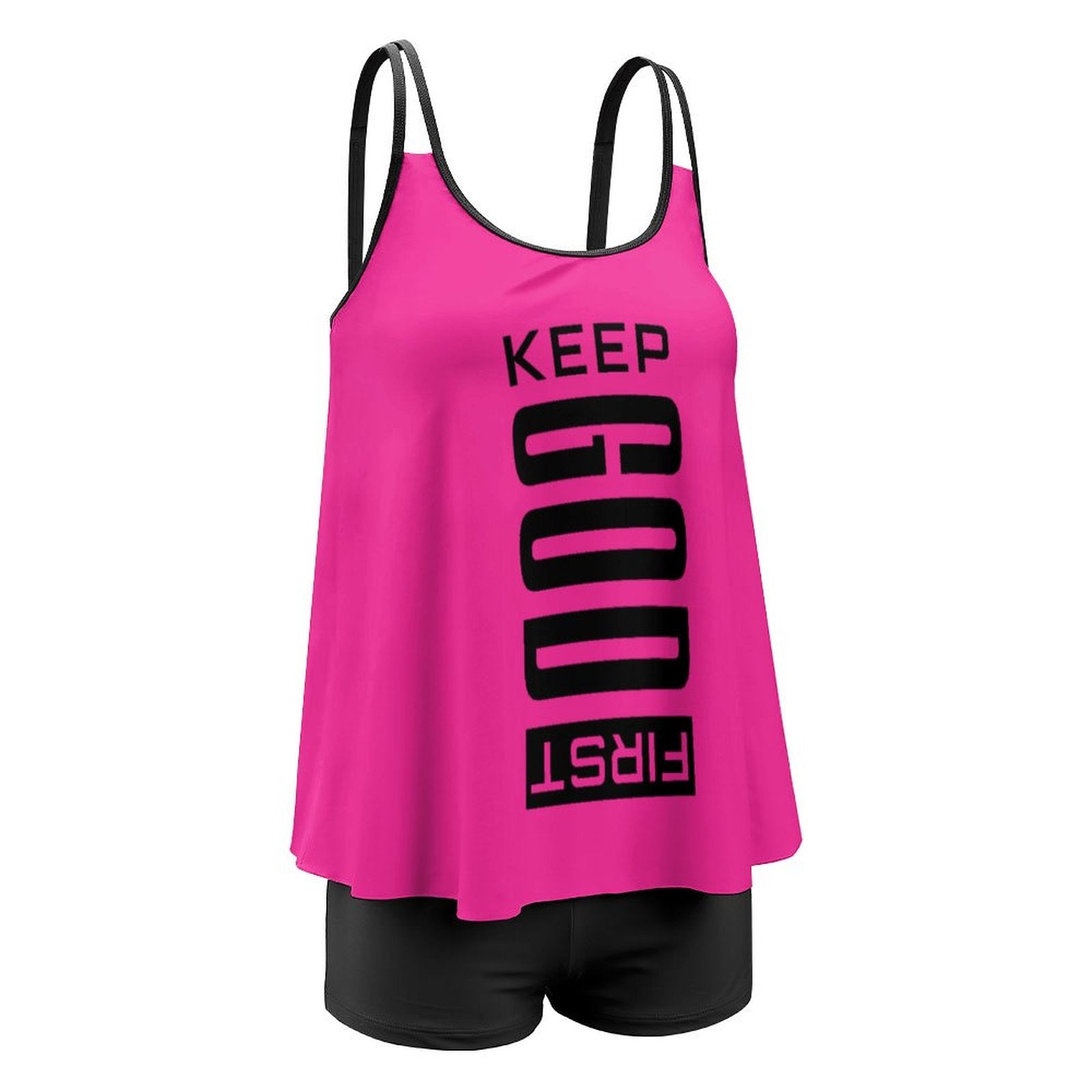 Keep Him First Plus Size Christian Women's Tankini 2 - Piece Swimsuit - ClaimedbyGodDesigns