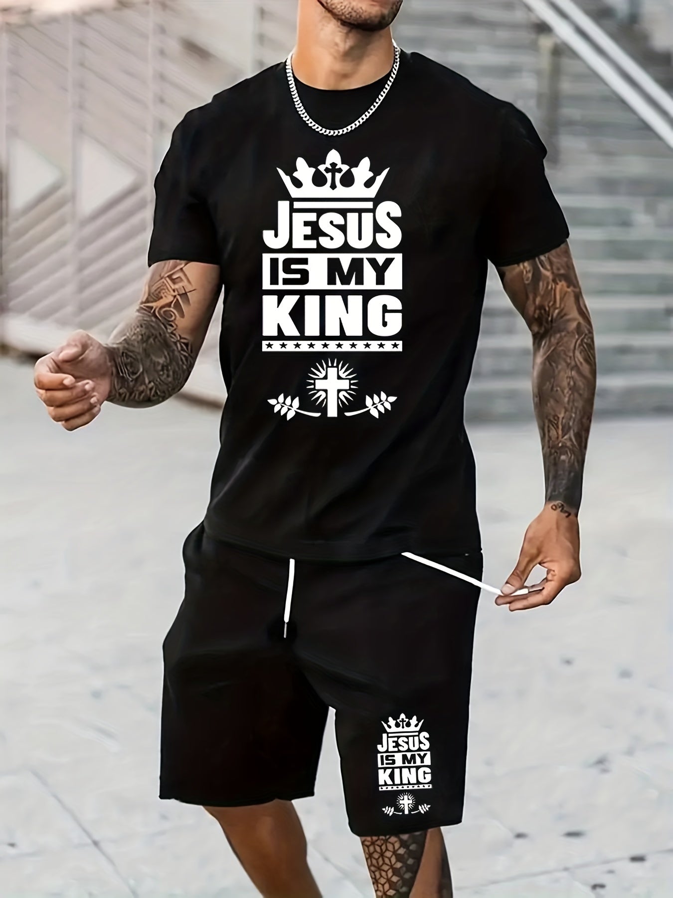 JESUS IS MY KING Men's Christian Casual Outfit claimedbygoddesigns