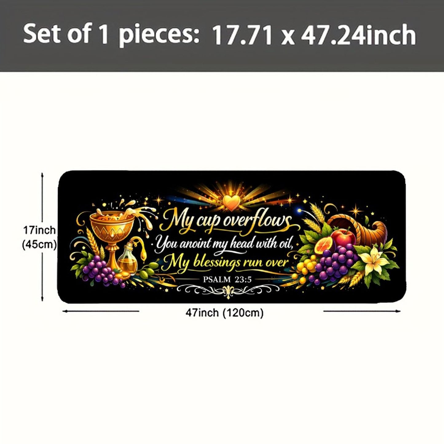 Psalm 23:5 My Cup Overflows Christian Kitchen Mat