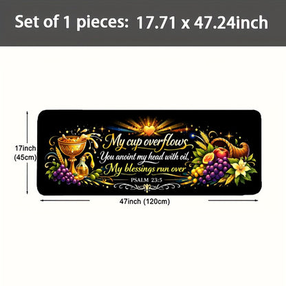 Psalm 23:5 My Cup Overflows Christian Kitchen Mat