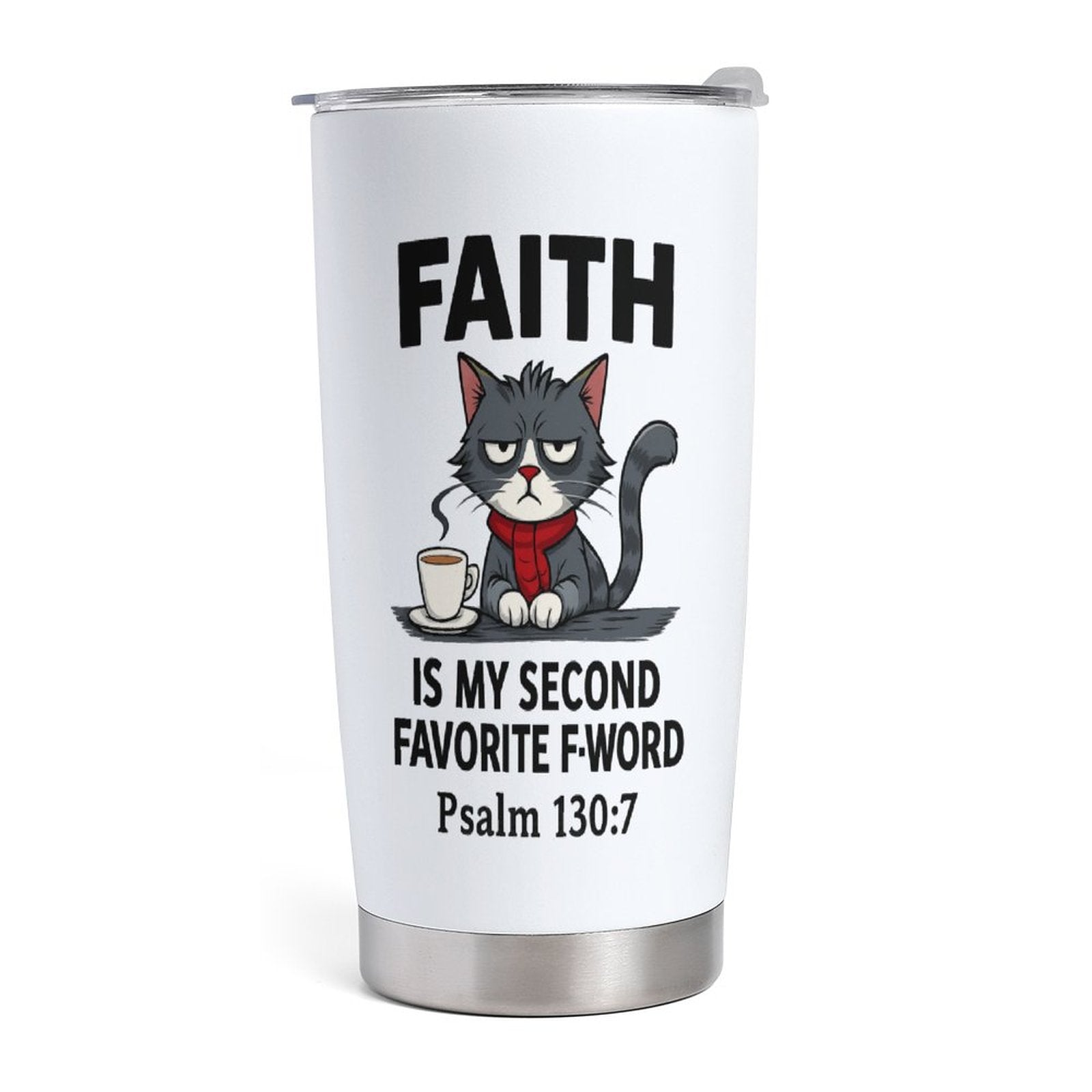 Funny Faith 20oz Insulated Stainless Steel Tumbler with Lid - ClaimedbyGodDesigns