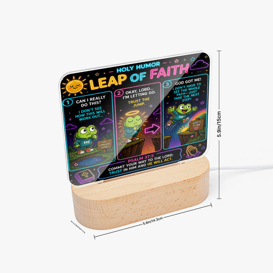 Leap Of Faith Christian Square Acrylic Nigh Light - Luminous Base - ClaimedbyGodDesigns