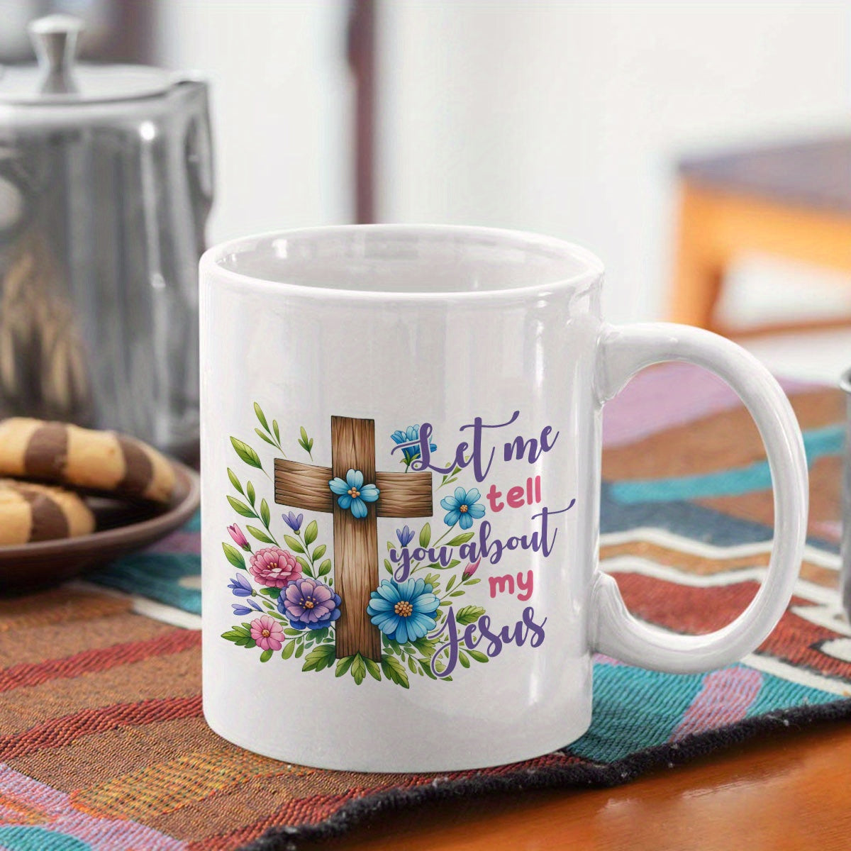 Let Me Tell You About My Jesus Christian White Ceramic Mug 11oz Double Side Printed claimedbygoddesigns