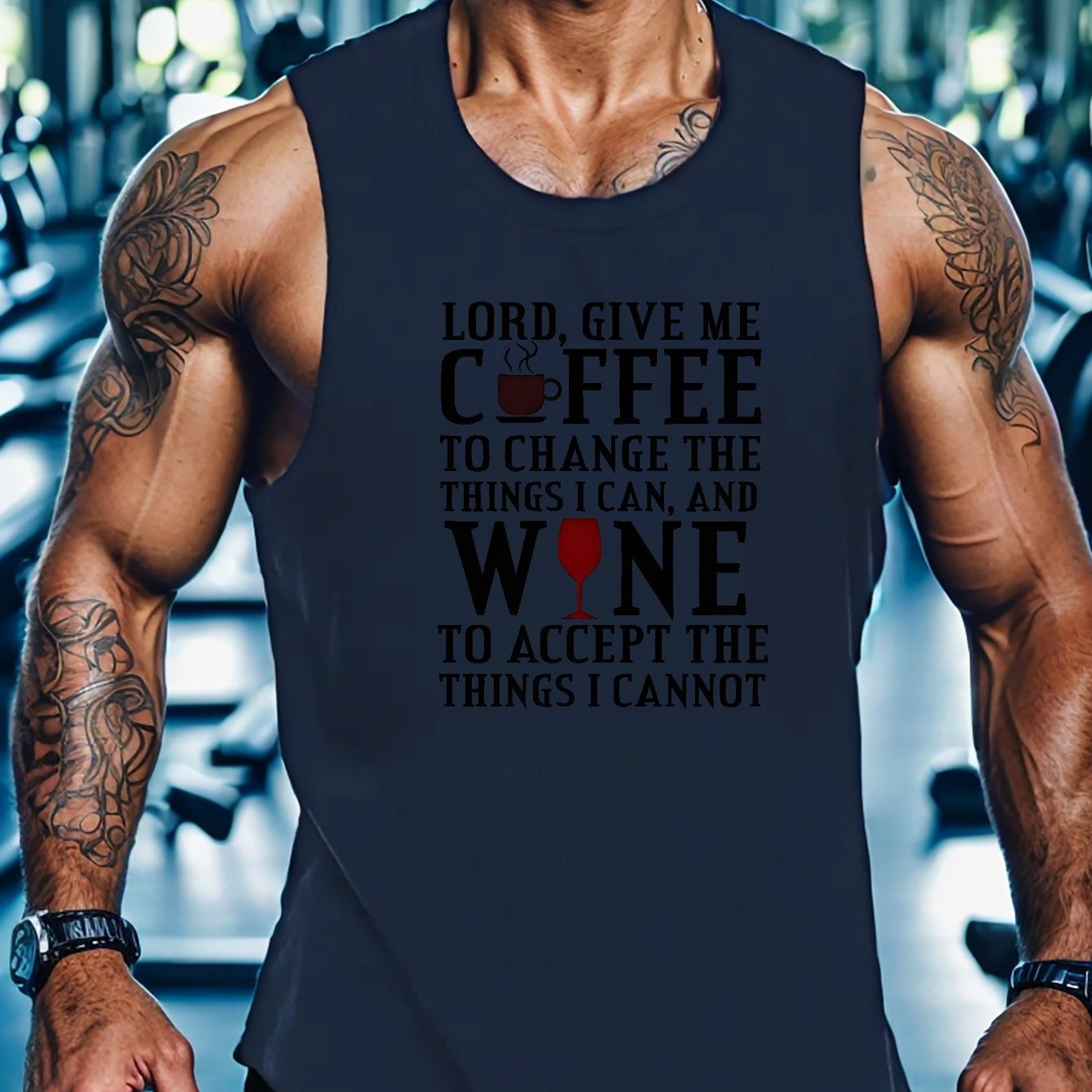 Lord Give Me Coffee & Wine Men's Christian Tank Top claimedbygoddesigns