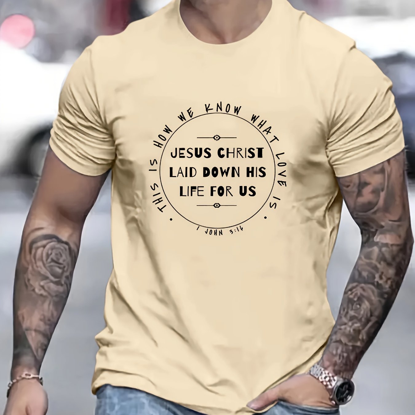 Jesus Laid Down His Life For Us Men's Christian T-shirt claimedbygoddesigns