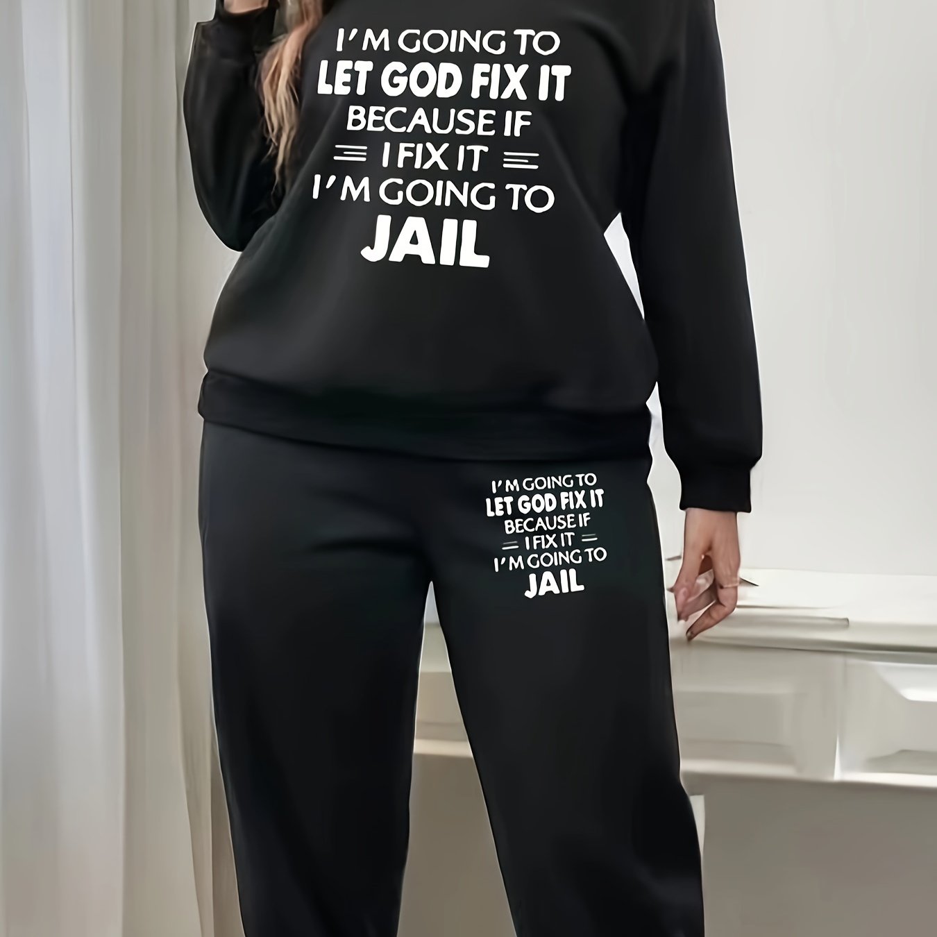 I'm Going To Let God Fix It Because If I Fix It I'm Going To Jail Plus Size Women's Christian Casual Outfit claimedbygoddesigns