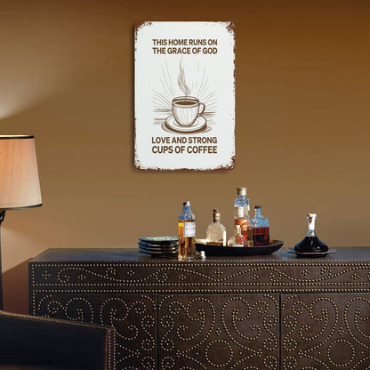 Grace and Coffee Christian Rusted Vintage Metal Wall Art Tin Sign-11.8"x7.9"/ 30x20cm
