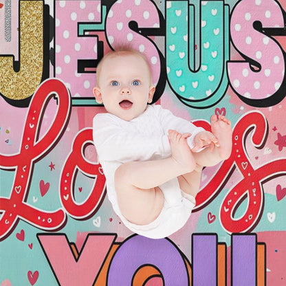 Jesus Loves You Christian Flannel Throw Blanket
