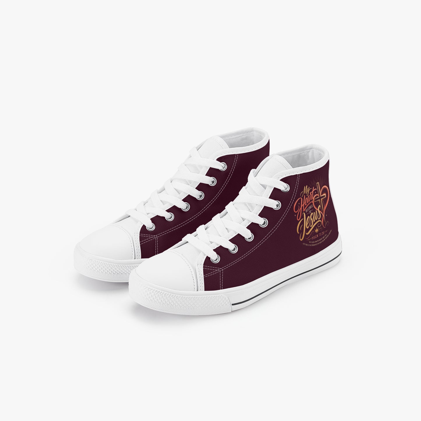 My Heart Belongs To Jesus Christian Kid’s High - Top Canvas Shoes - ClaimedbyGodDesigns