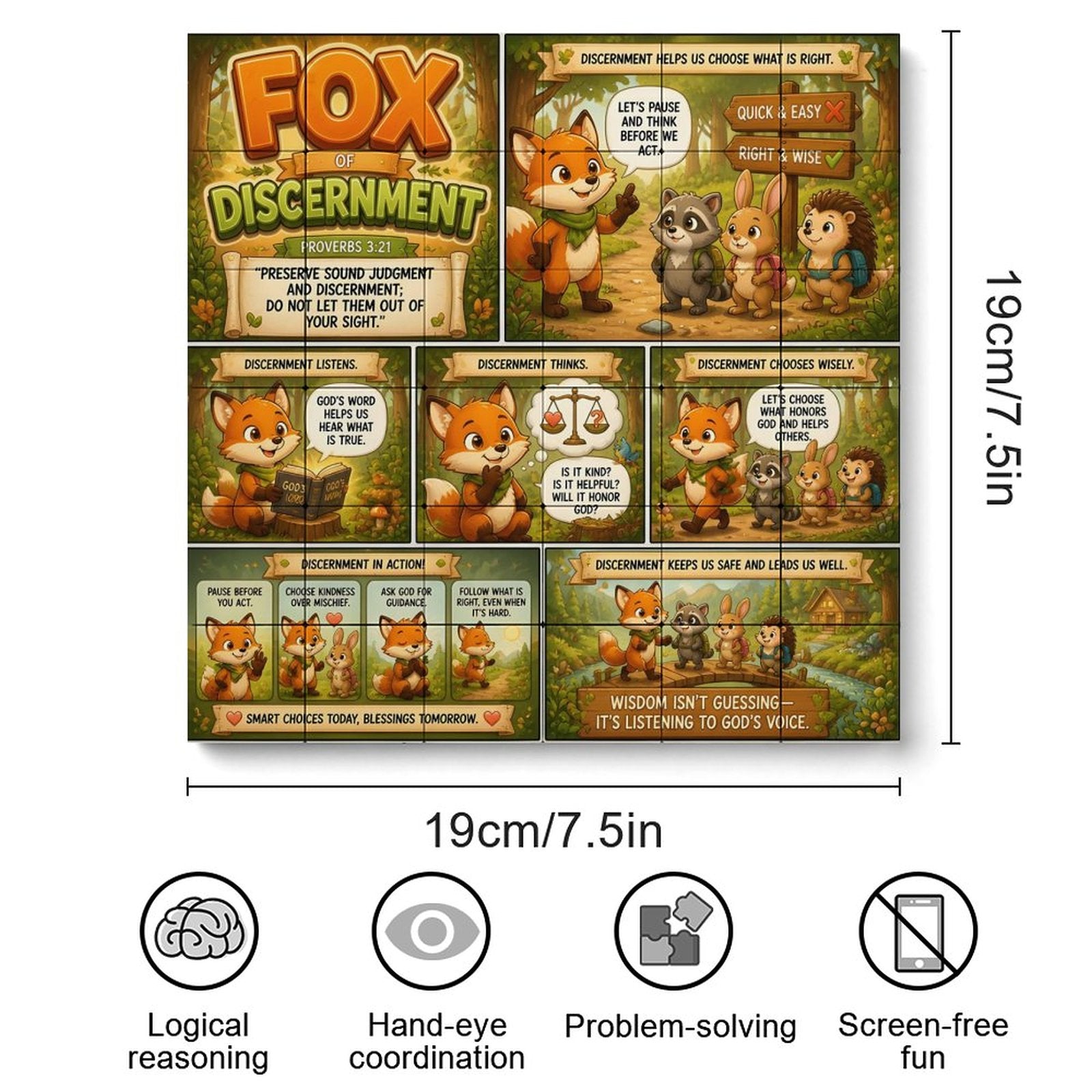 Fox of Discernment – Building Block Puzzle Ornament - ClaimedbyGodDesigns