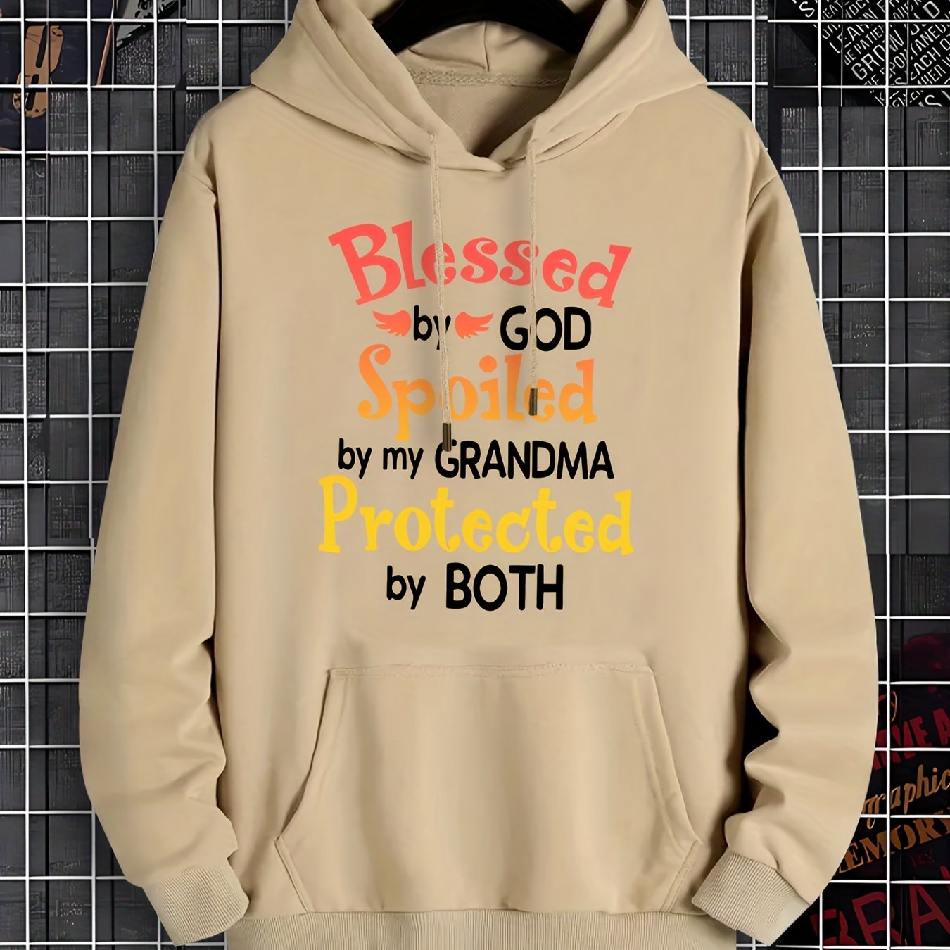 Blessed By God Spoiled By My Grandma Protected By Both Unisex Christian Pullover Hooded Sweatshirt claimedbygoddesigns