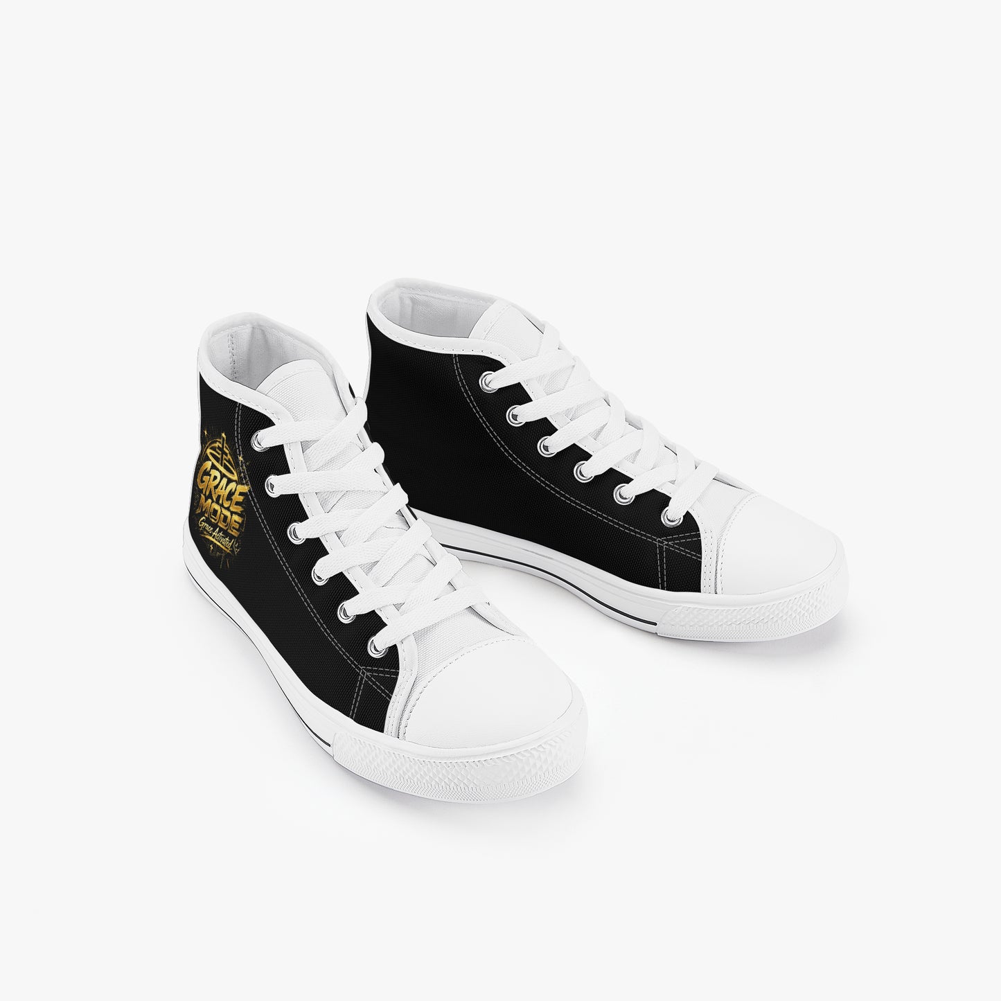 Grace Mode Activated Christian Kid’s High - Top Canvas Shoes - ClaimedbyGodDesigns