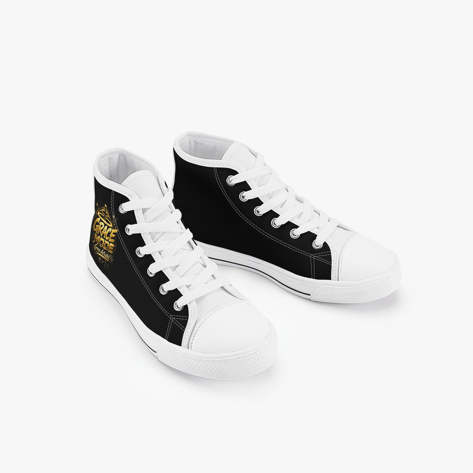 Grace Mode Activated Christian Kid’s High - Top Canvas Shoes - ClaimedbyGodDesigns