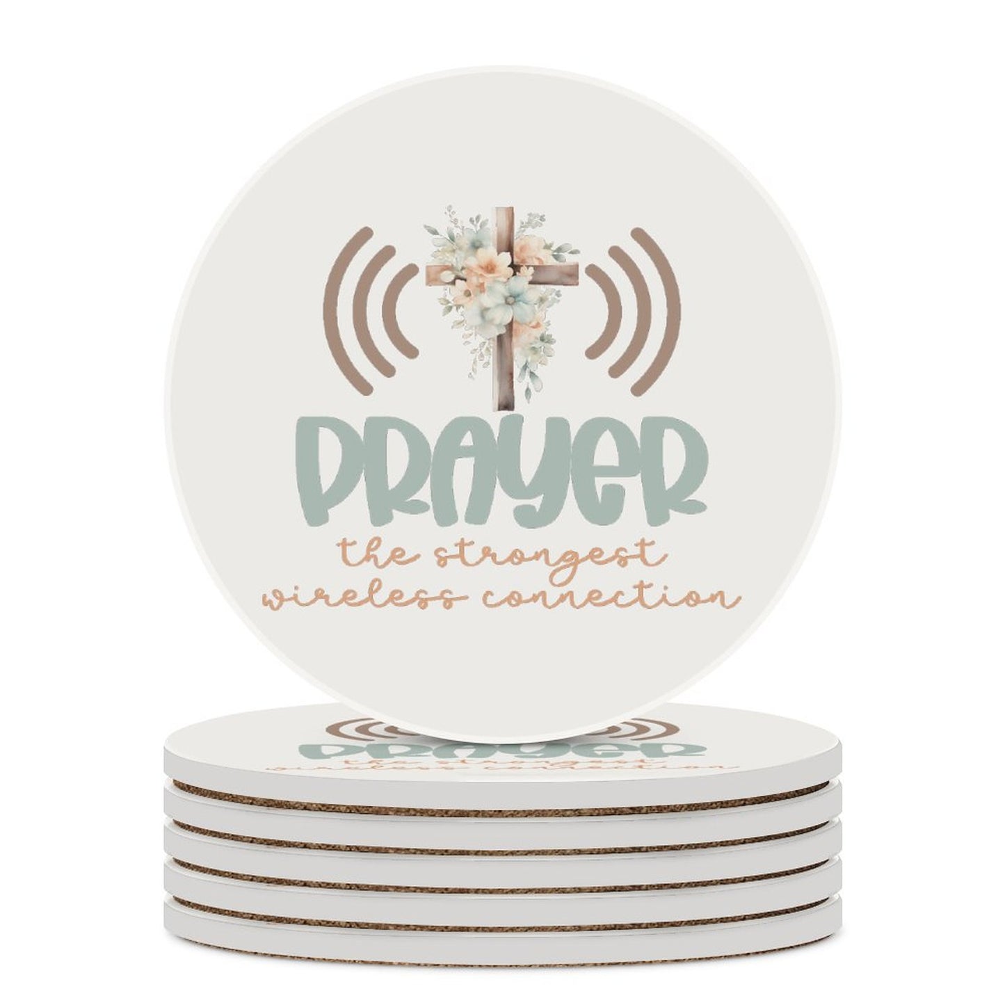 Prayer Christian Round Ceramic Coaster - ClaimedbyGodDesigns