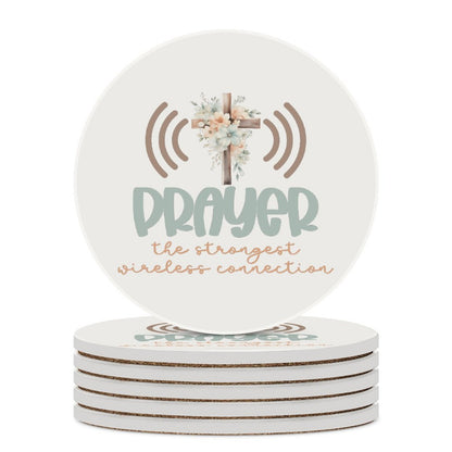 Prayer Christian Round Ceramic Coaster - ClaimedbyGodDesigns