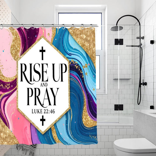 Rise Up And Pray Christian Waterproof Shower Curtain