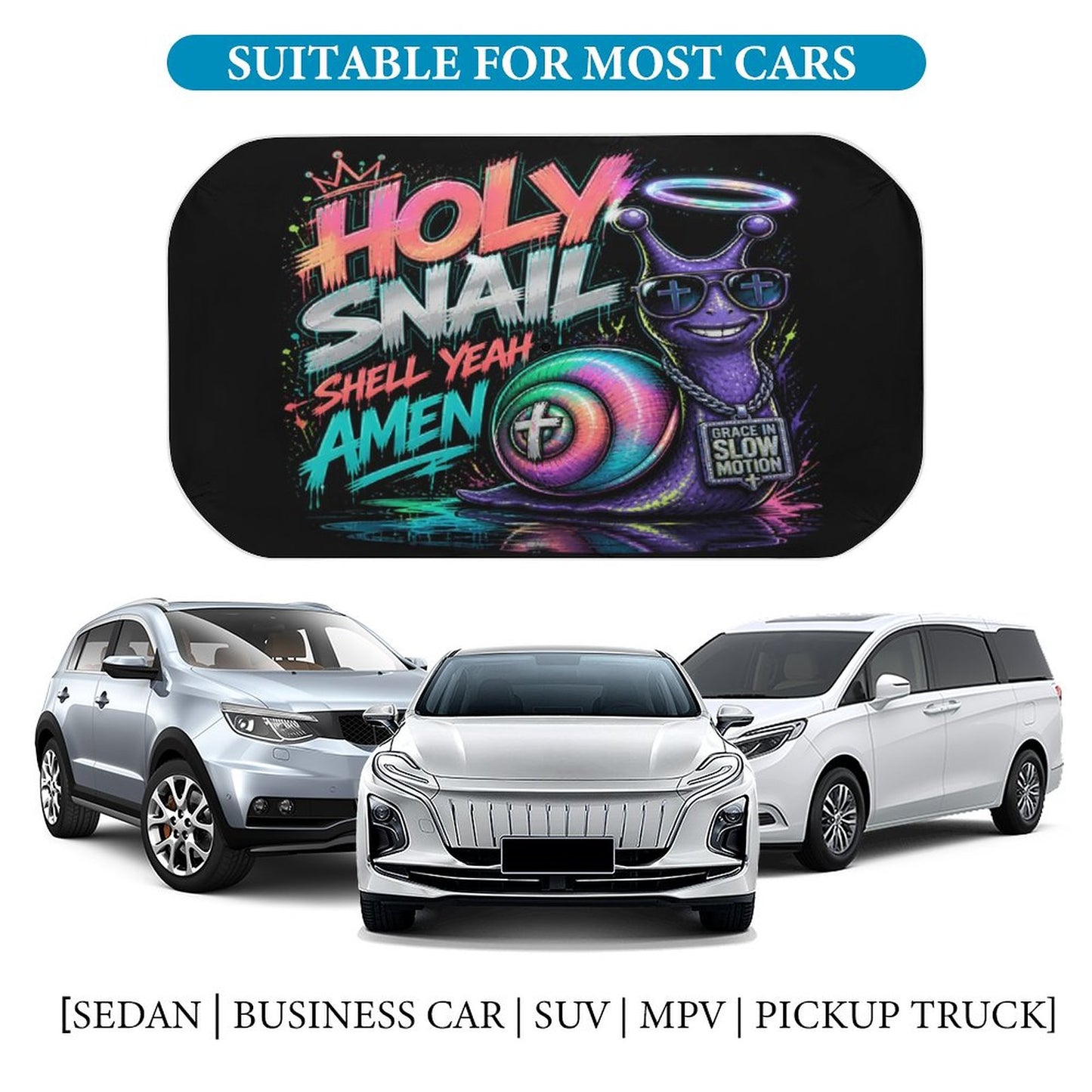 Holy Snail — Shell Yeah Amen Christian Car Sunshade Umbrella - ClaimedbyGodDesigns